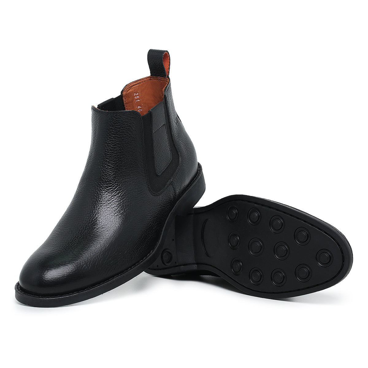 Botina Masculina Chelsea com detalhe em Couro Preto