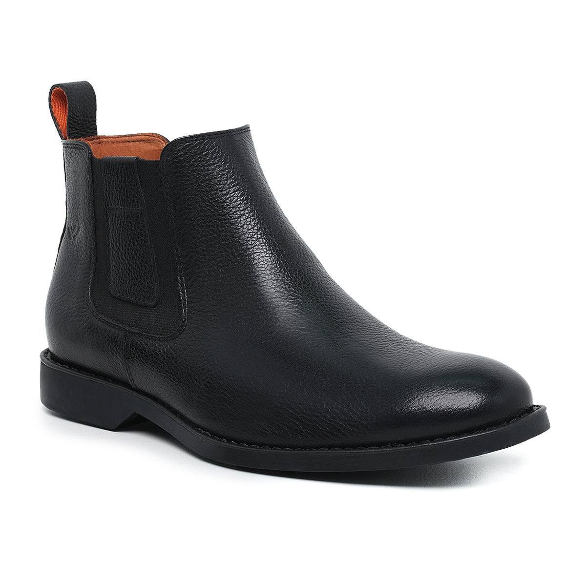 Botina Masculina Chelsea com detalhe em Couro Preto