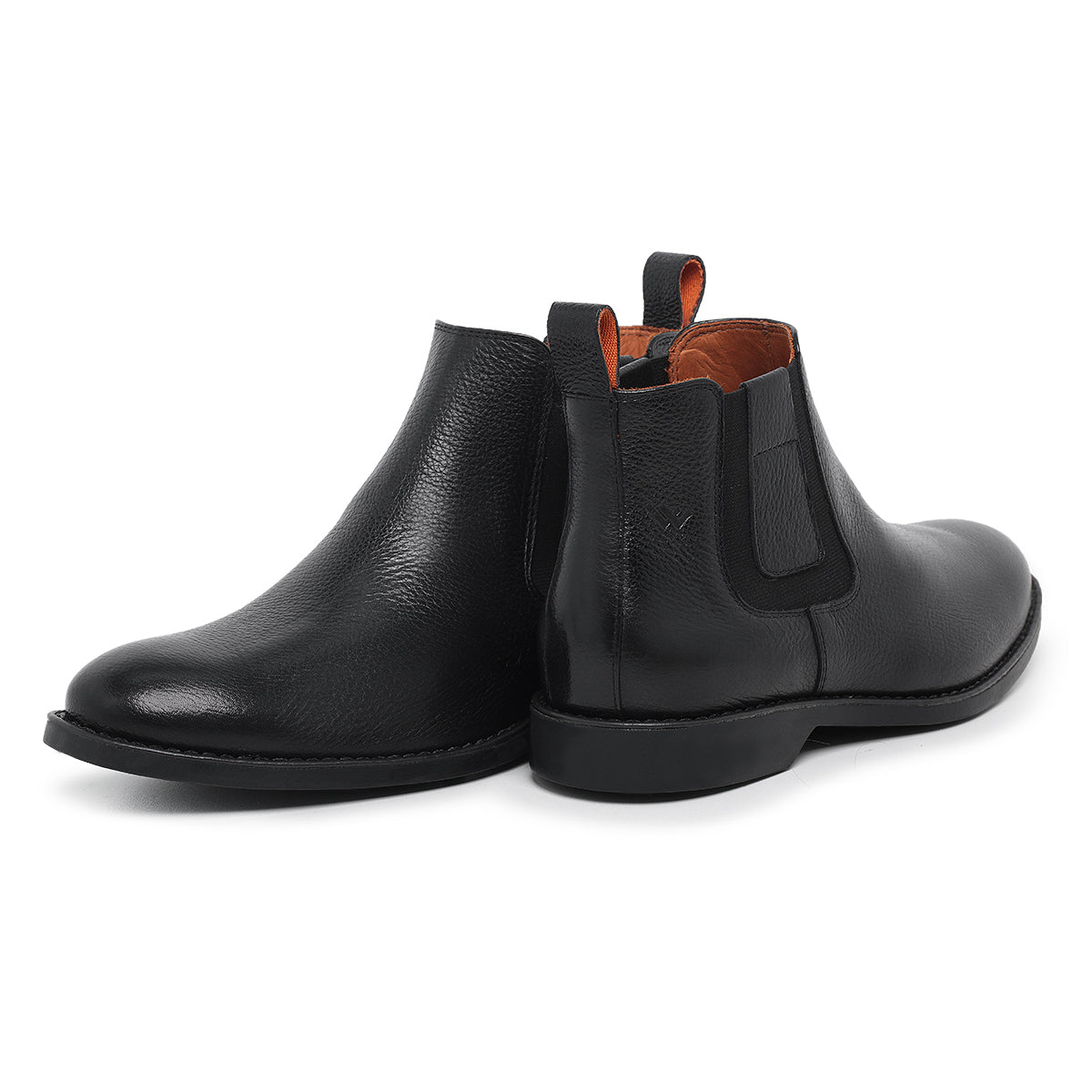 Botina Masculina Chelsea com detalhe em Couro Preto