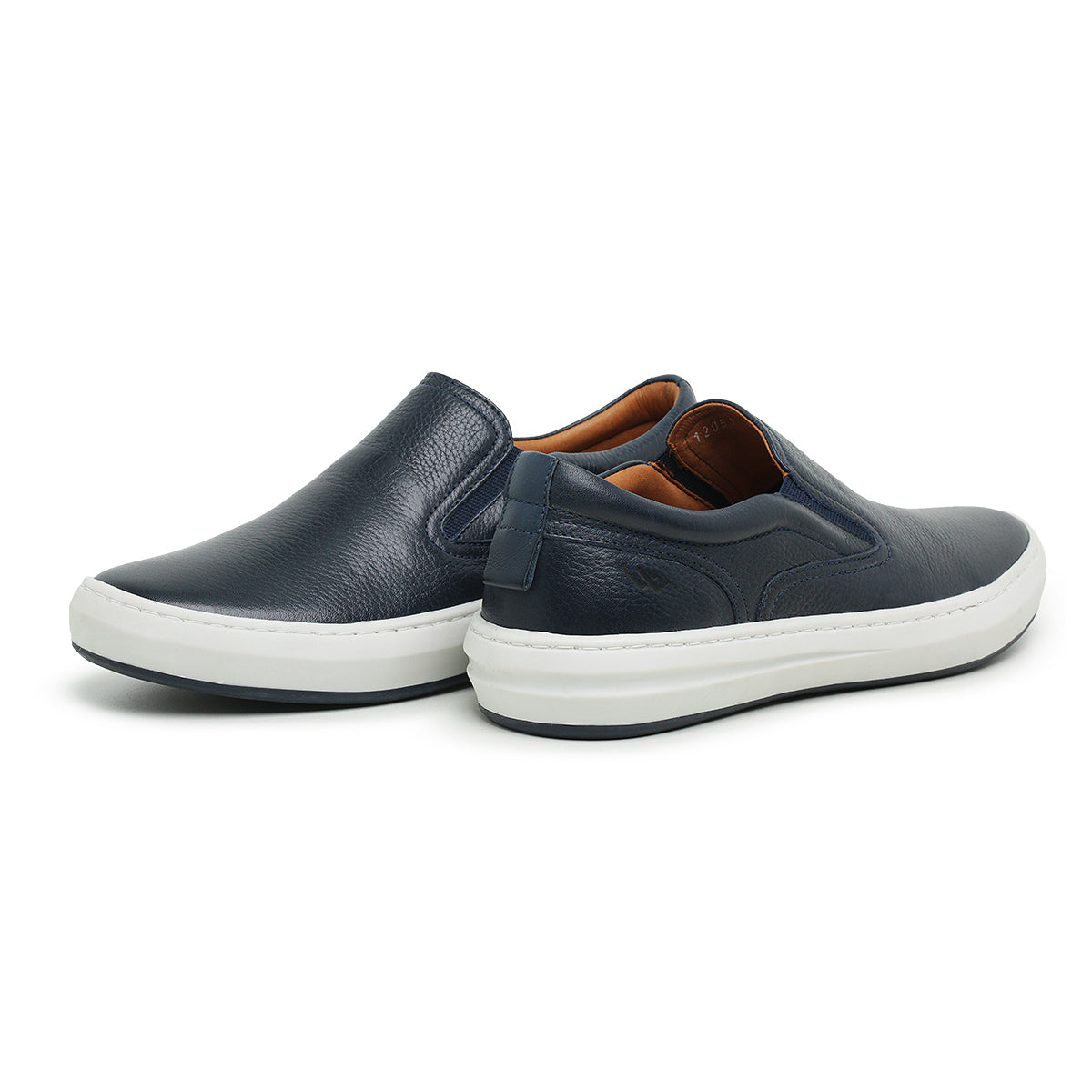Sapato Casual Masculino Slip On em Couro Marinho