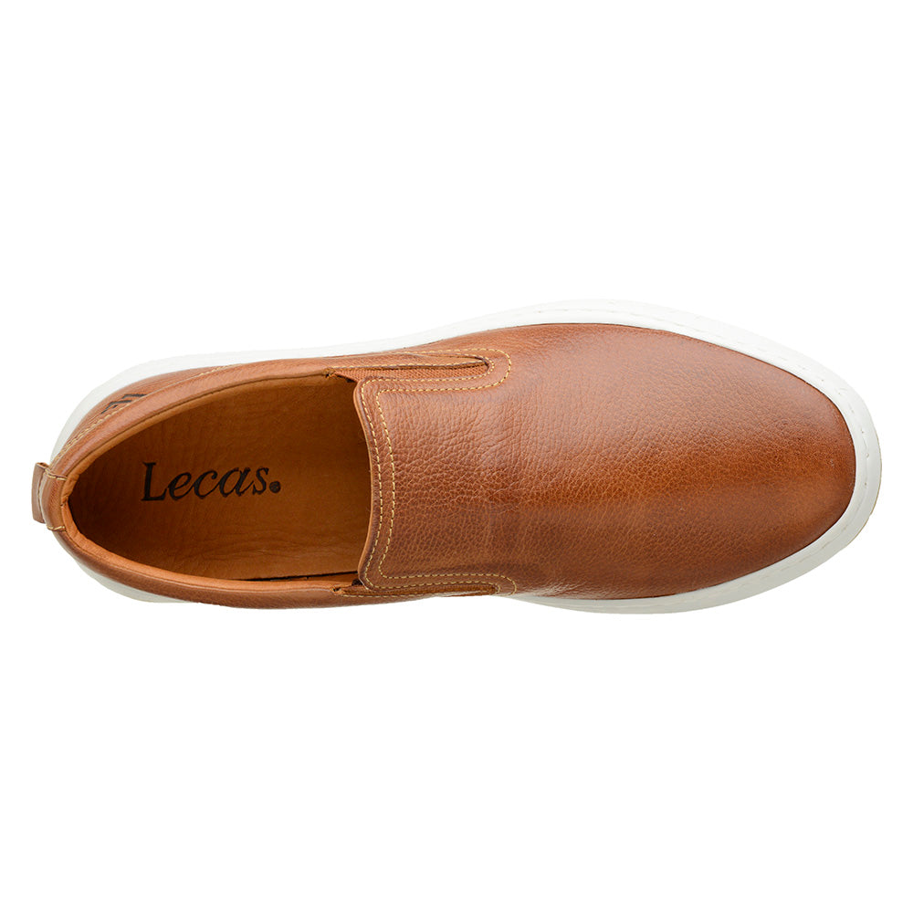 Sapato Casual Masculino Slip On em Couro Tabaco