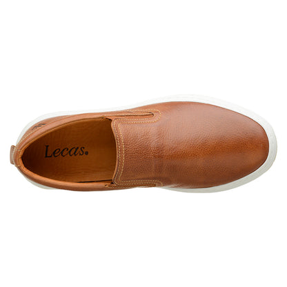 Sapato Casual Masculino Slip On em Couro Tabaco