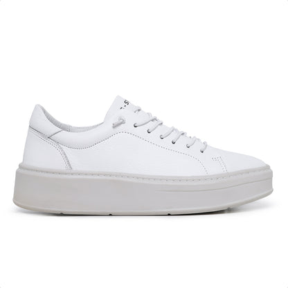 Tênis Masculino com Elástico em Couro Branco