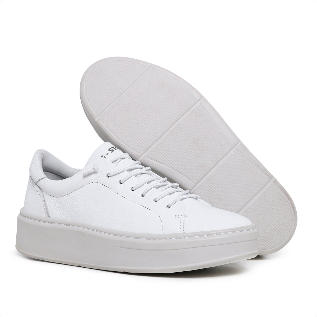 Tênis Masculino com Elástico em Couro Branco