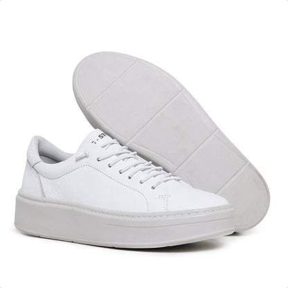 Tênis Masculino com Elástico em Couro Branco