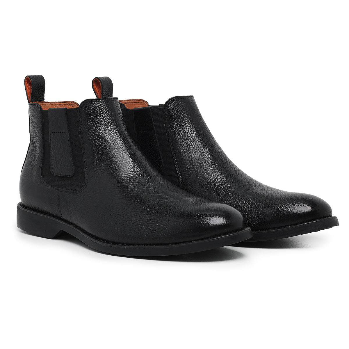Botina Masculina Chelsea com detalhe em Couro Preto