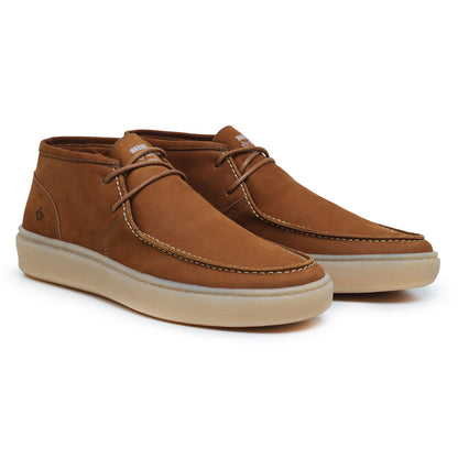 Botinha Casual Masculina em Couro Capuccino