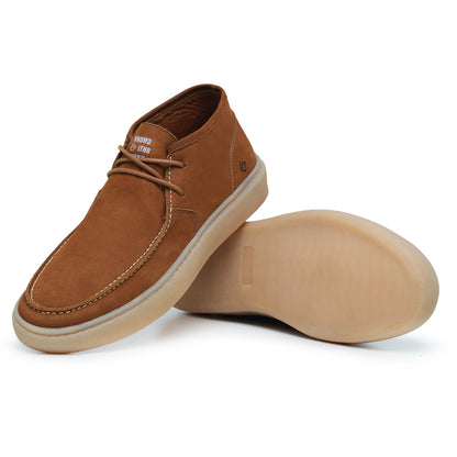 Botinha Casual Masculina em Couro Capuccino