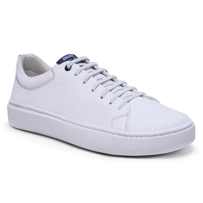 Sapato Casual Masculino em Couro Branco/Marinho