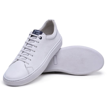 Sapato Casual Masculino em Couro Branco/Marinho