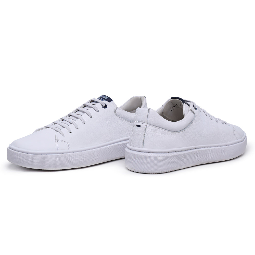 Sapato Casual Masculino em Couro Branco/Marinho