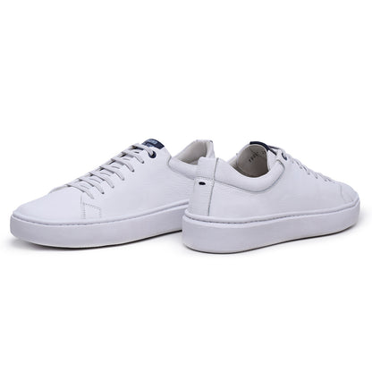 Sapato Casual Masculino em Couro Branco/Marinho