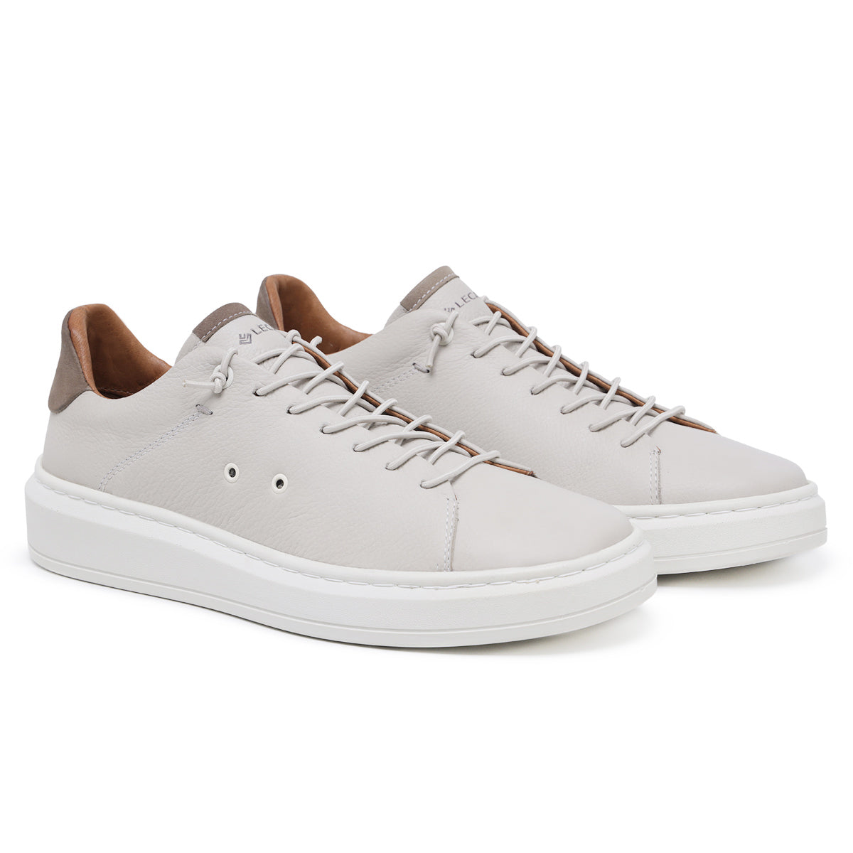 Sapato Casual Masculino em Couro Gelo/Caramelo com Elástico