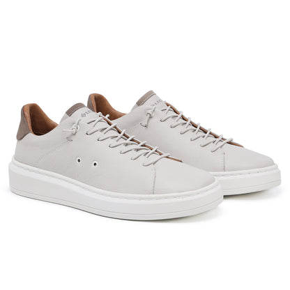 Sapato Casual Masculino em Couro Gelo/Caramelo com Elástico