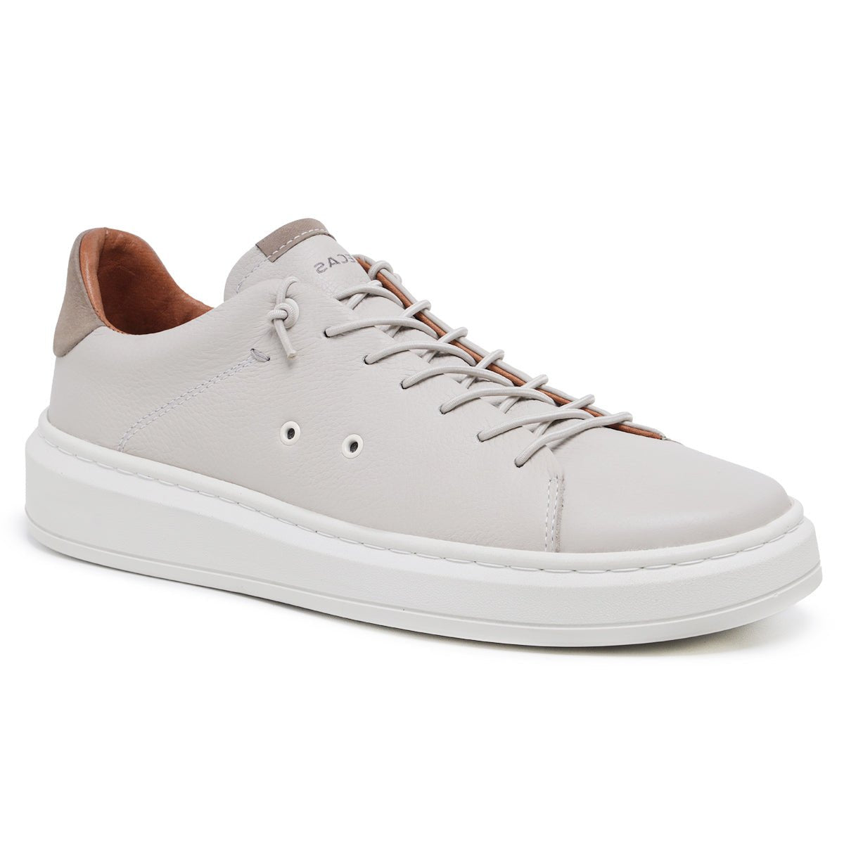 Sapato Casual Masculino em Couro Gelo/Caramelo com Elástico