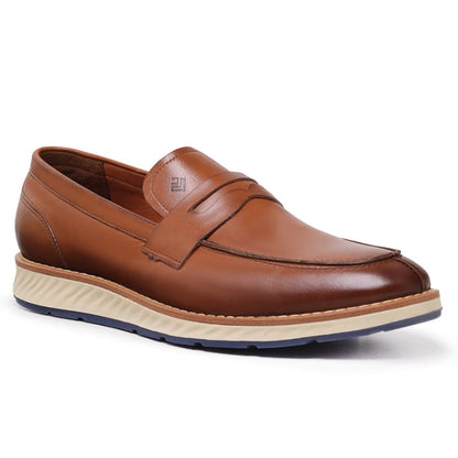 Sapato Casual Masculino Slip On em Couro Tabaco