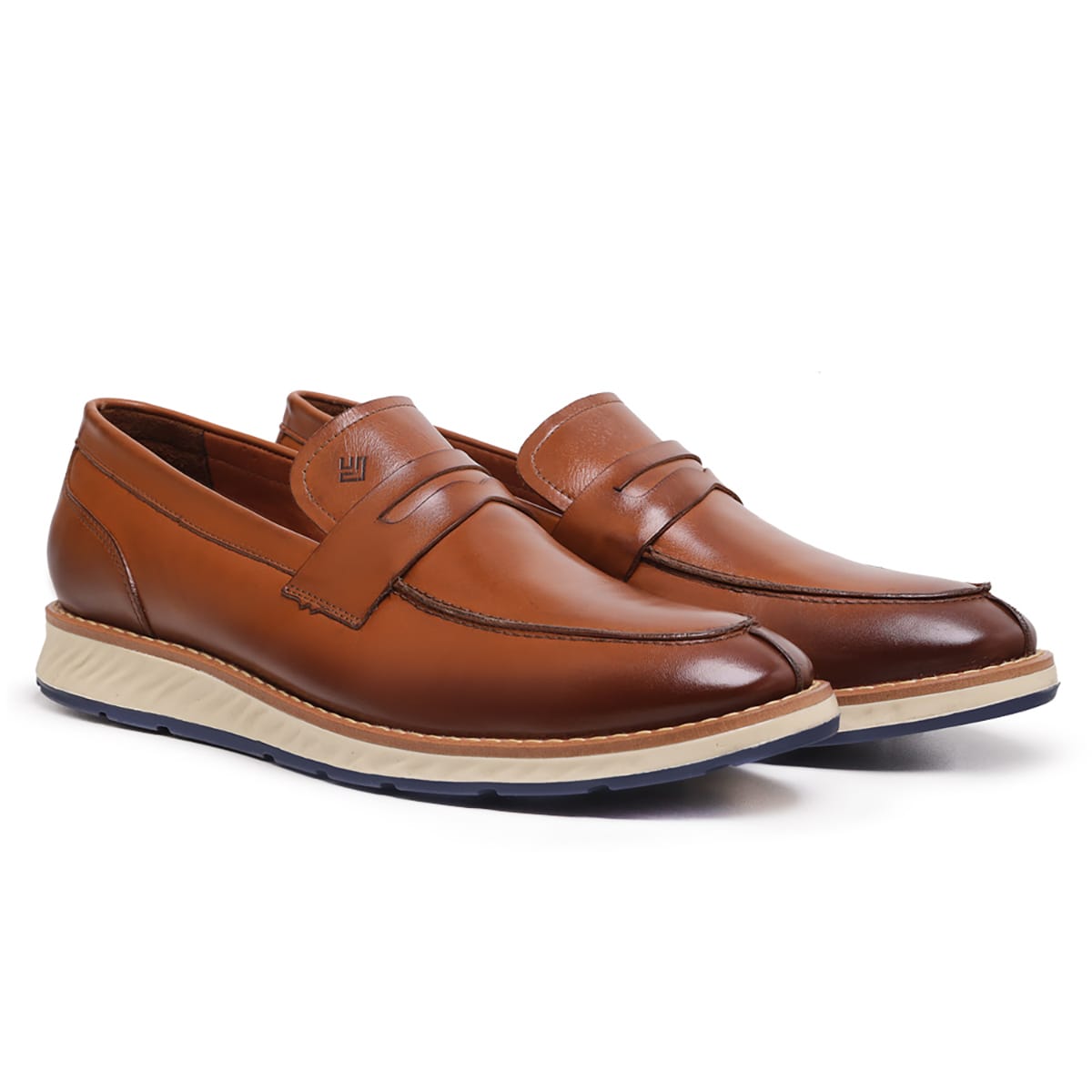 Sapato Casual Masculino Slip On em Couro Tabaco