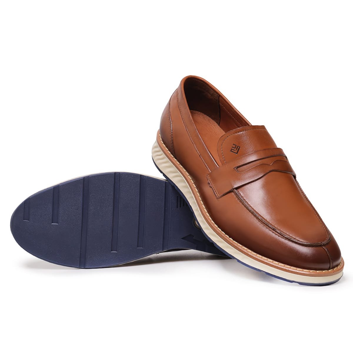 Sapato Casual Masculino Slip On em Couro Tabaco